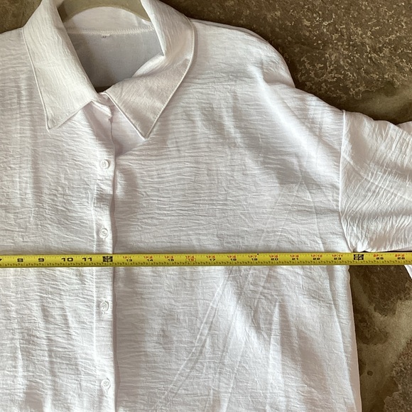 White oversized evil eye sequin blouse tunic coverup XL - Picture 7 of 7